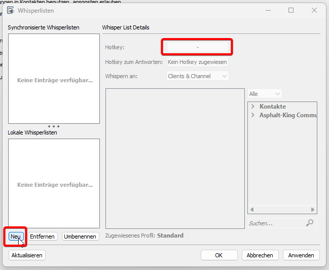Neue Whisperliste erstellen